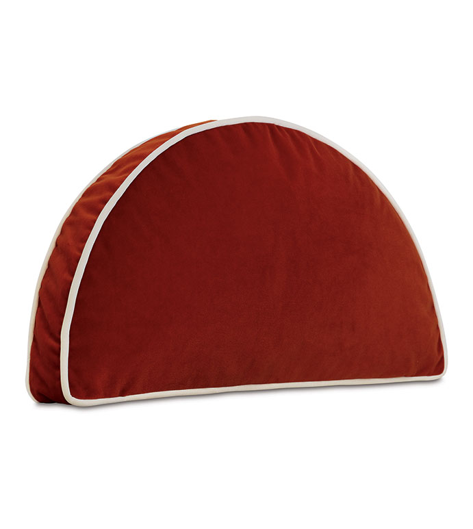 Velvet 12X23X2 UMA DEMILUNE DECORATIVE PILLOW IN RUST