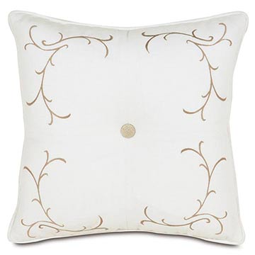  18X18 BREEZE WHITE TUFTED EMBROIDERED