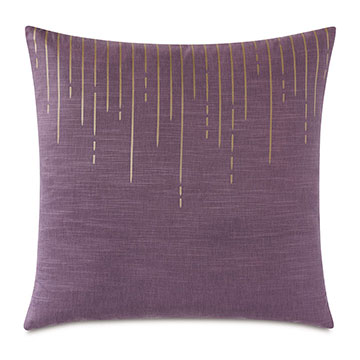 ɯ 24X24 TABITHA METALLIC DRIP DECORATIVE PILLOW IN PLUM