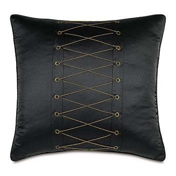  27X27 ARWEN LACING DETAIL EURO SHAM IN BLACK