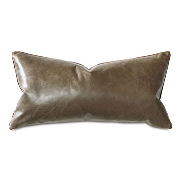  11X21 TUDOR LEATHER DECORATIVE PILLOW IN COCOA