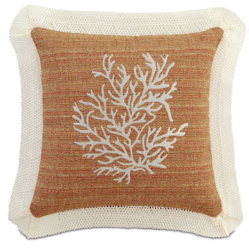 ˹ 18X18 EMBROIDERED CORAL