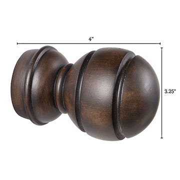 塪ľɫ 4X3.25 LEGNA WALNUT SPHERE FINIAL PAIR