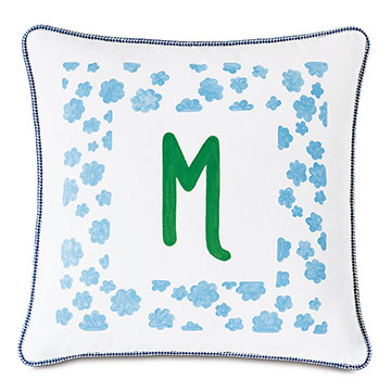  18X18 HULLABALOO HANDPAINTED MONOGRAM DECORATIVE PILLOW