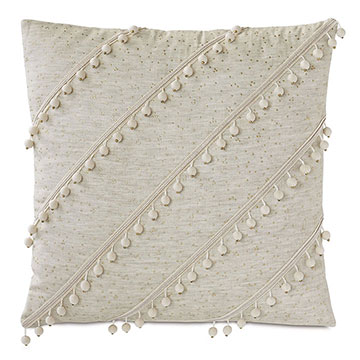  20X20 MARCEAU DIAGONAL BALL TRIM DECORATIVE PILLOW