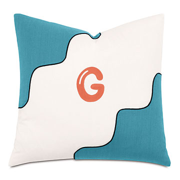 ˹ 20X20 PHINEAS HANDPAINTED MONOGRAM DECORATIVE PILLOW