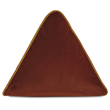 Velvet 16X16X16 UMA PYRAMID DECORATIVE PILLOW IN ORANGE