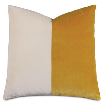 Velvet 20X20 UMA COLORBLOCK DECORATIVE PILLOW IN MUSTARD